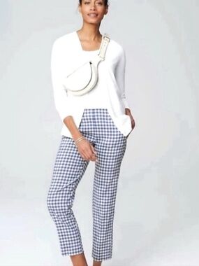 J. Jill Linen Blend Gingham Ankle Pants, Size LP